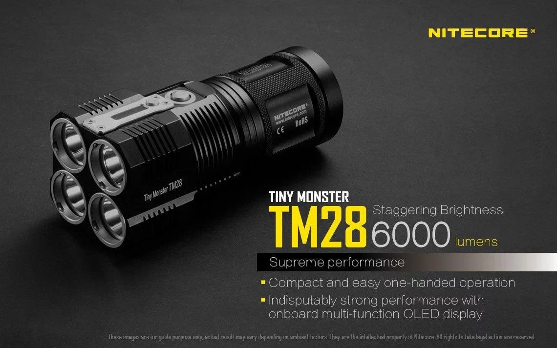 E4K and at -Both or home can Outdoor Searchlight Recharged Flashlight Value go Nitecore the on TM28 Pack: be