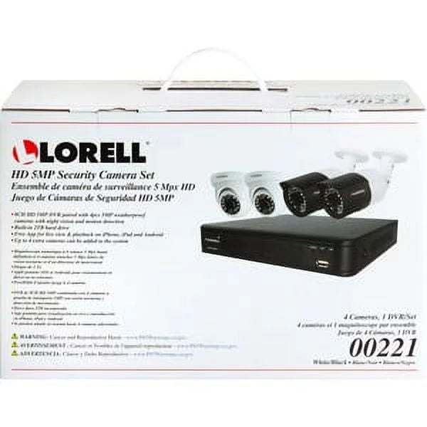 Camera Security Weatherproof Digital Megapixel Lorell System 5 Video Recorder,