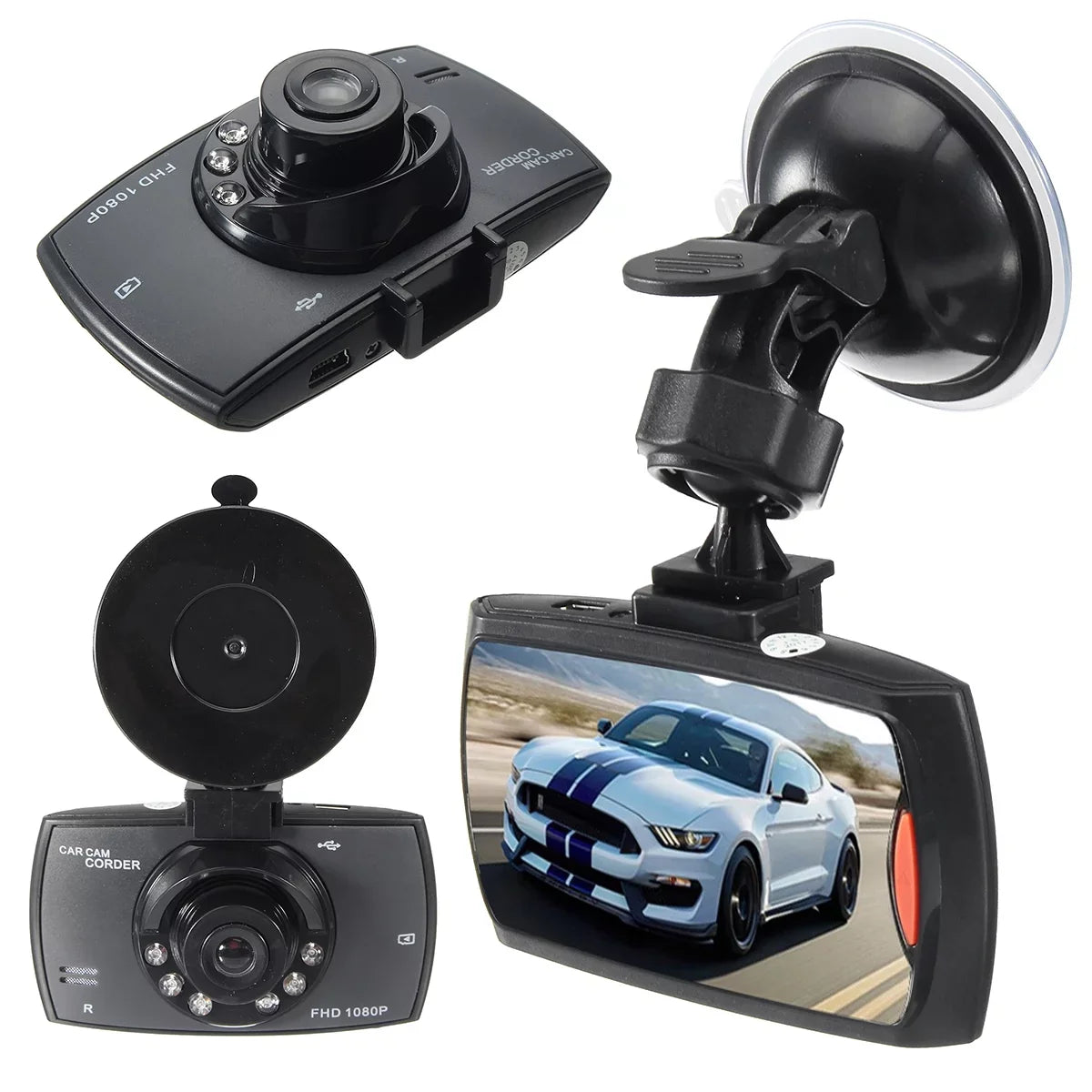 Dual DVR LED Camera Dash Lens Recorder 6 Video Night Vision 1080P Cam IR