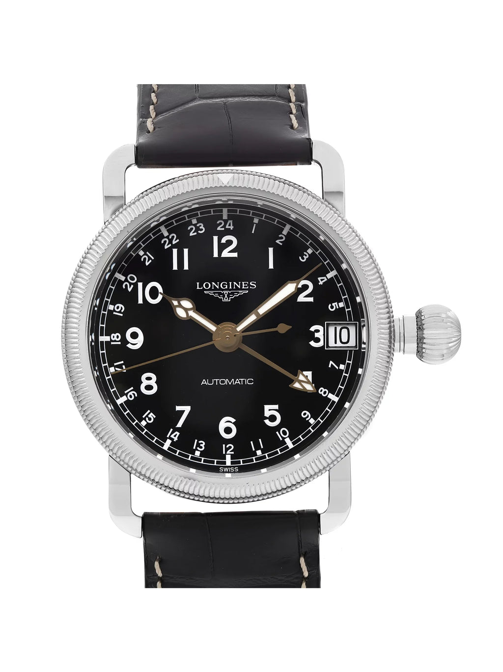 Avigation Steel New L2.778.4.53.2 GMT Watch Heritage Automatic Longines Black