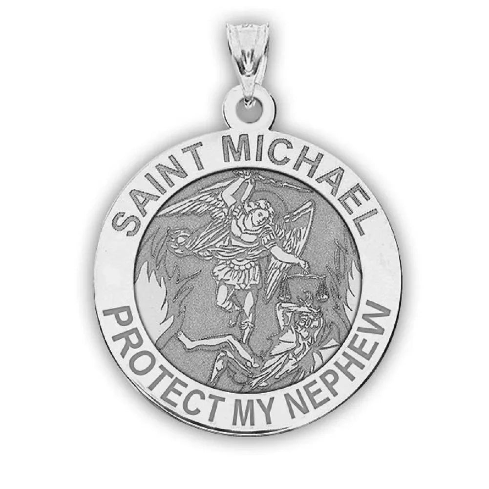 Michael Picturesongold.Com Saint Gold Female 3/4" My 14K Adult Nephew Protect Yellow Medal Religious
