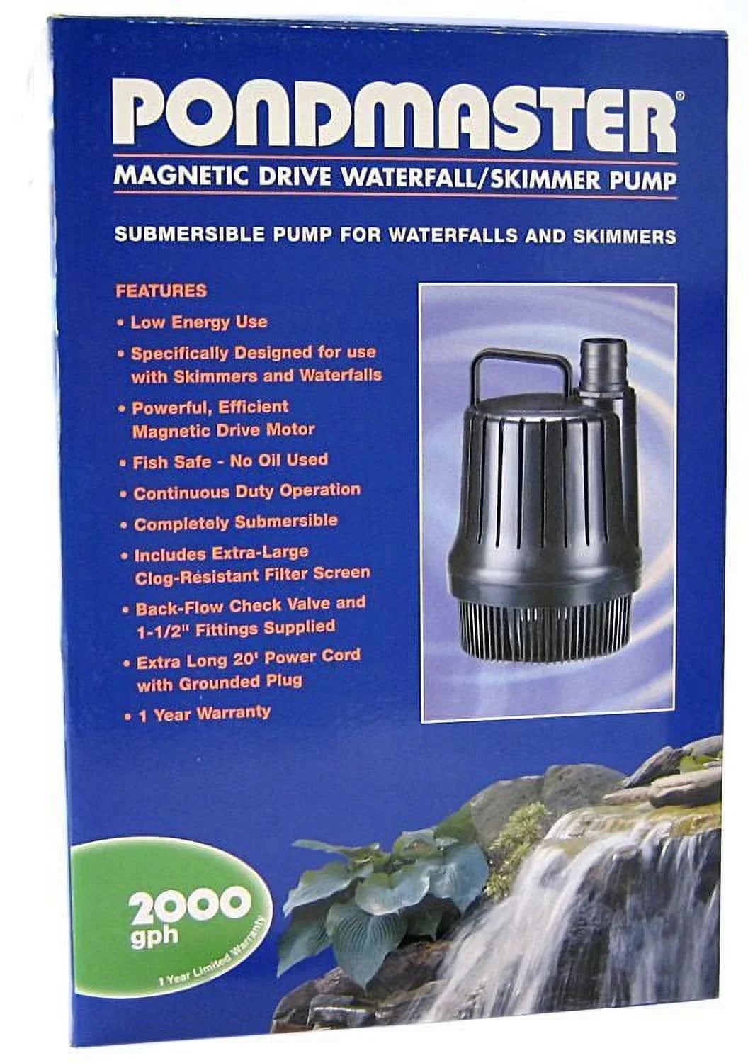 Magnetic Pondmaster Drive 2,000 Pump Waterfall GPH