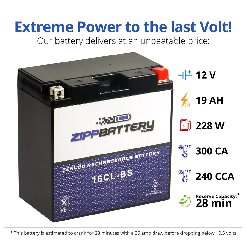 650cc Ski 86-'95 X2 Battery Zipp Jf650 Cc Ts Kawasaki Jet Jf650 Yb16cl-bs Battery 89-'96, for