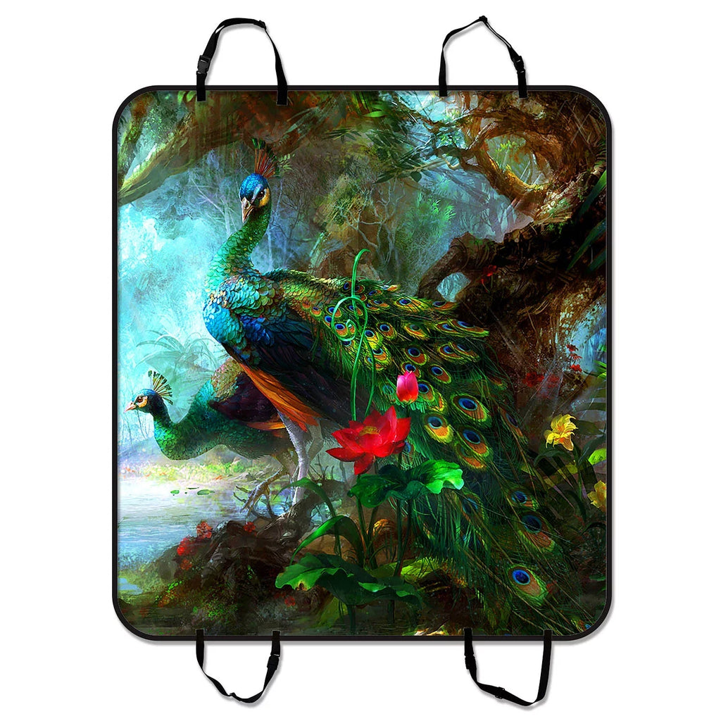 in Mat Jungle the For Charming and Car GCKG Trunk SUV Seat Seat Peacocks Cars inches 54x60 Cargo Hammock Mat Mat Car Dog Cover Pet Trucks