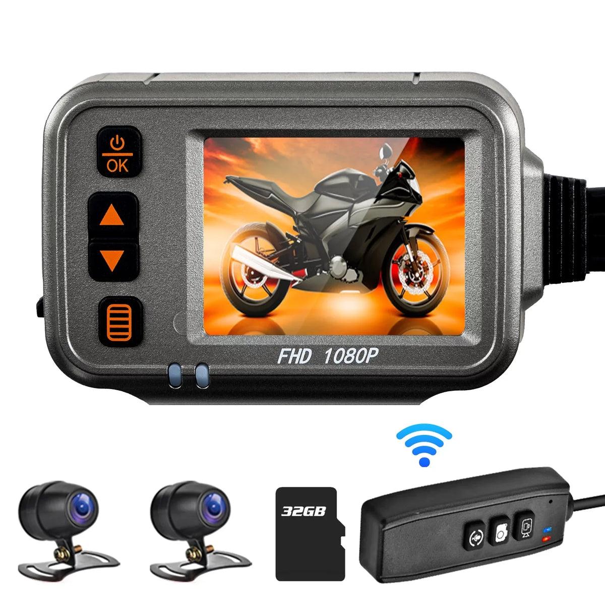 Recording ,120° 32G Motorcycle Dash Waterproof OWSOO Dual Vision storage Angle,Parking Wide Body Motorbike After 1080p Full , With card Cam,WiFi Timed Flameout Camera Night