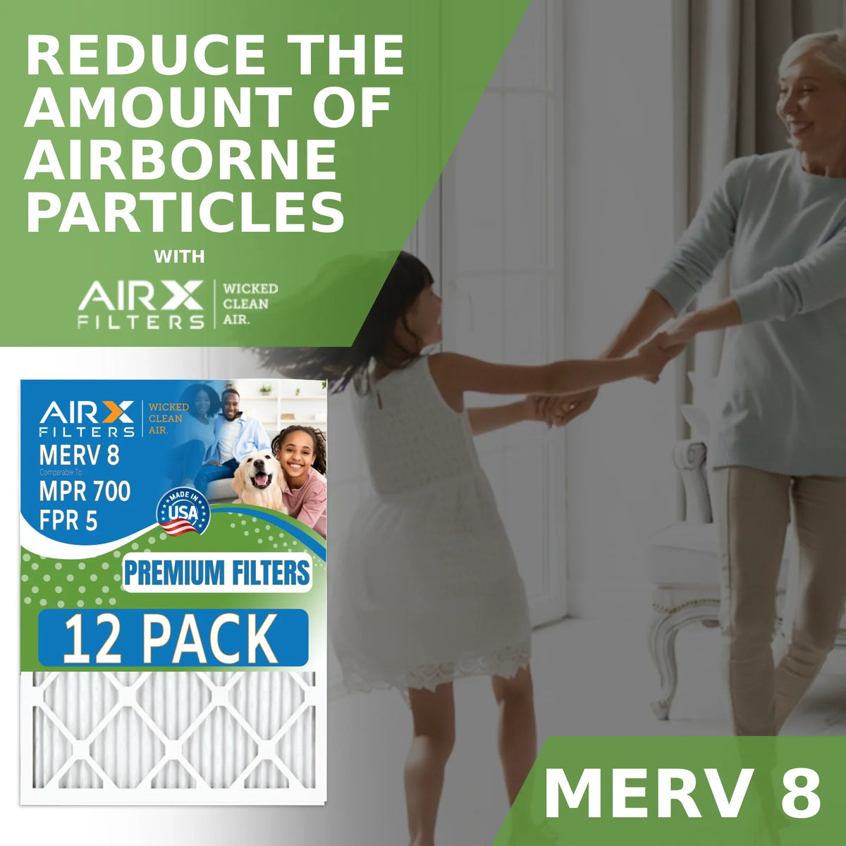 8 FPR FILTERS 700 Made Air MPR Furnace Pack MERV Comparable 12 AIRX Filters 24x30x1 WICKED - 5 to of CLEAN AIR. Rating, by in & Filter USA