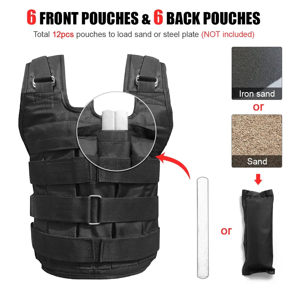 for Vest Adjustable Capacity Weighted 50kg Training Walmeck , Max Load Strength