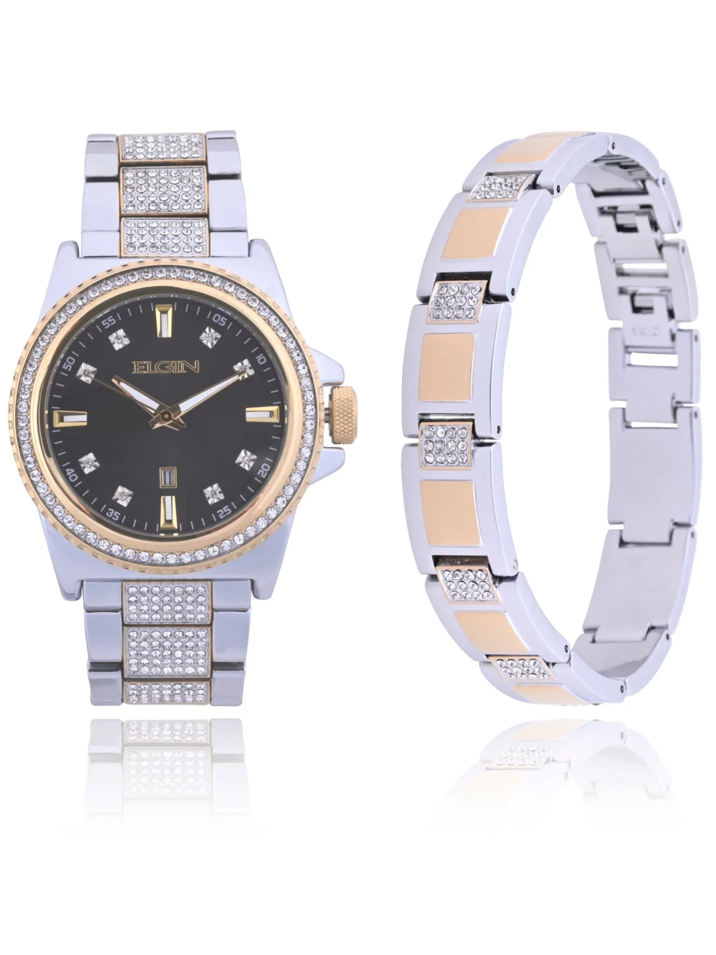 Adult Watch Elgin Case and Gold with Stones Alloy Male (FG180015ST) in Bracelet and and Set Silver