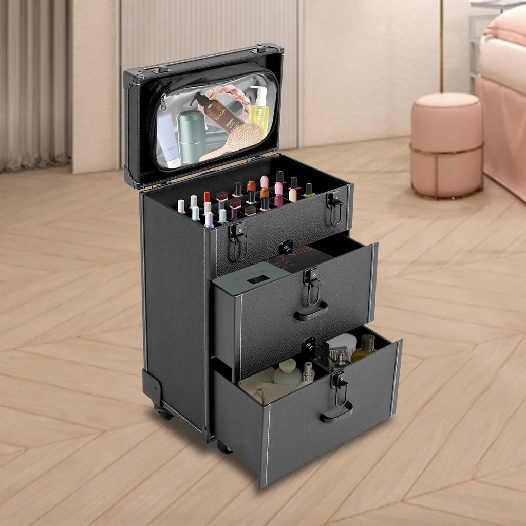 Organizer Miumaeov Rolling Box Nail Cosmetic Professional Storage Luggage Polish Case Trolley Train Makeup