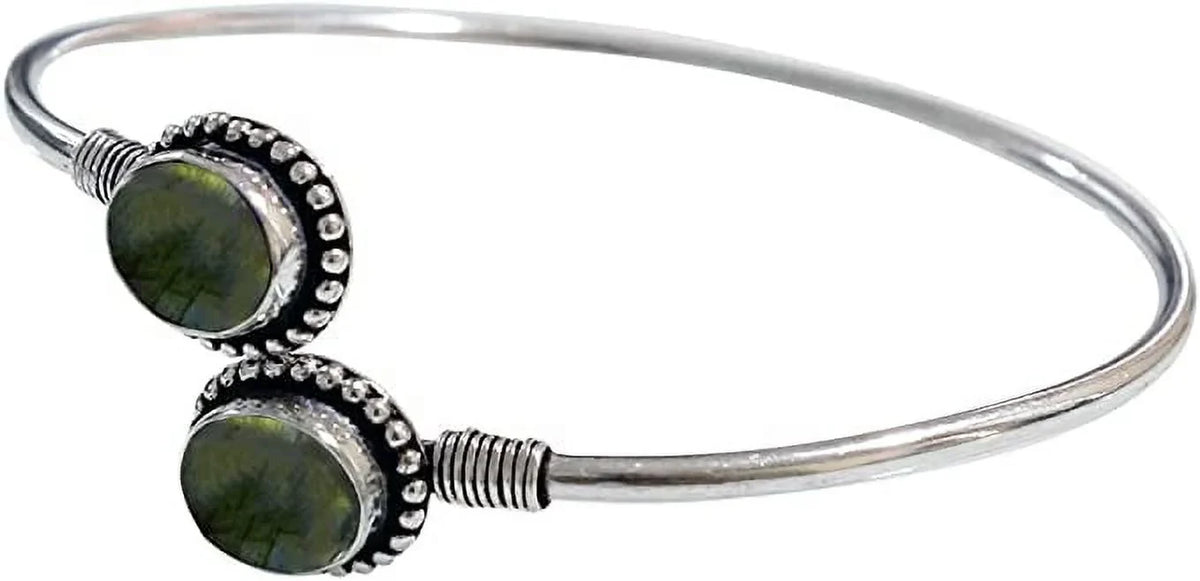 Gemstone Designer Modern Tribal Women, Handmade Bohemian Natural Boho Fashion labradorite Bracelet, Party Plated Jewellery Design Silver For Bracelet Cuff