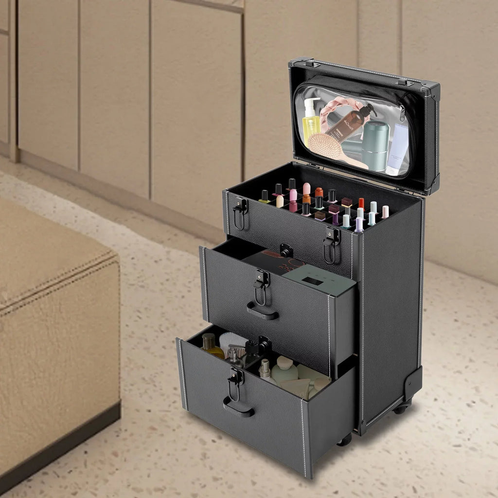 Organizer Miumaeov Rolling Box Nail Cosmetic Professional Storage Luggage Polish Case Trolley Train Makeup