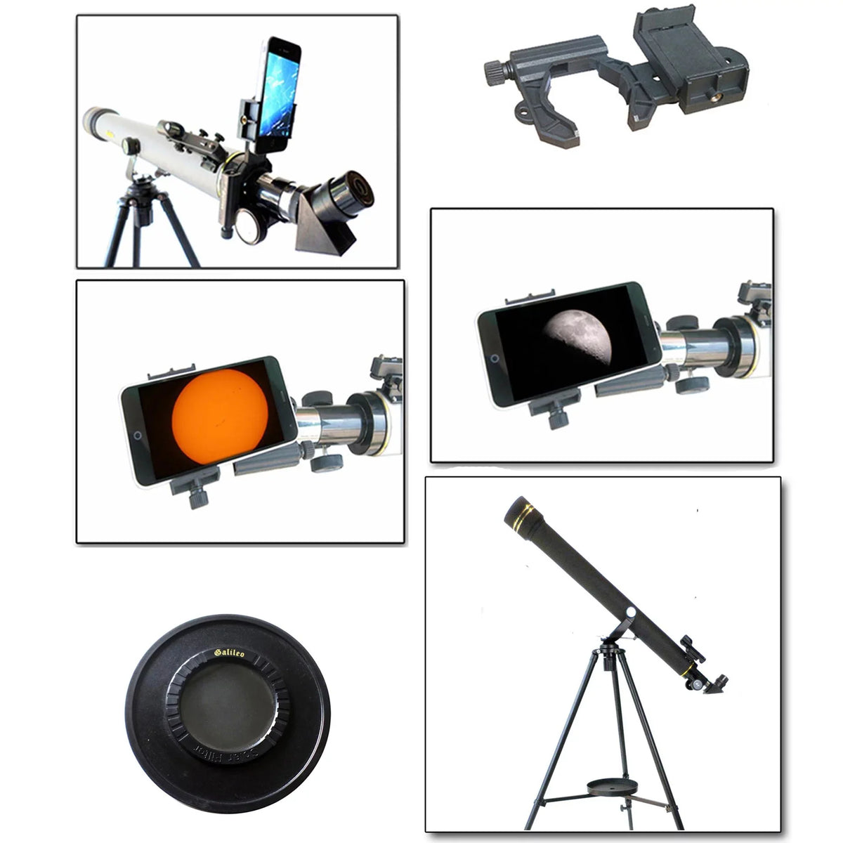 Filter 800mm and Solar telescope x 60mm Adapter Smartphone Day/Night with Cassini kit Cap