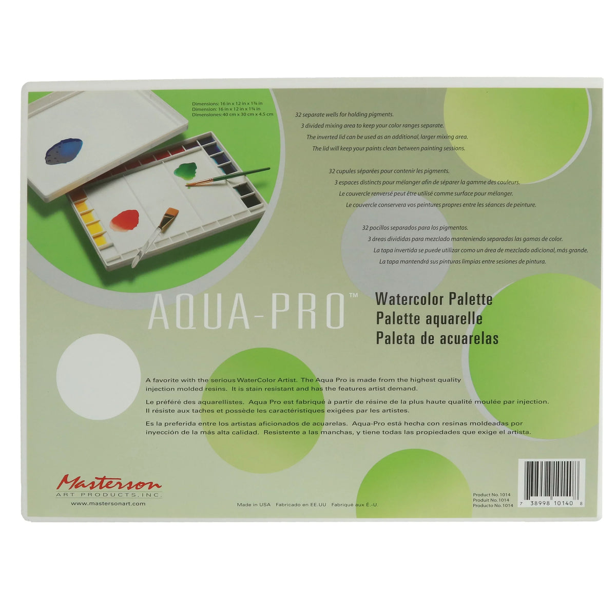 x Palette, 11-1/2" Watercolor 15-1/2" Aqua Pro Masterson