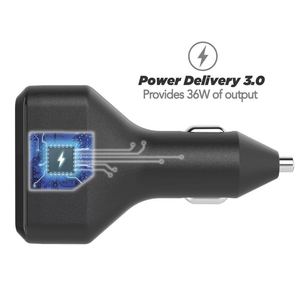 Charger 3.0 + Power Certified USB Car Type-C Type-C 36W USB-C Scosche Delivery for Fast CPDC8C8-SP PowerVolt? standard Devices