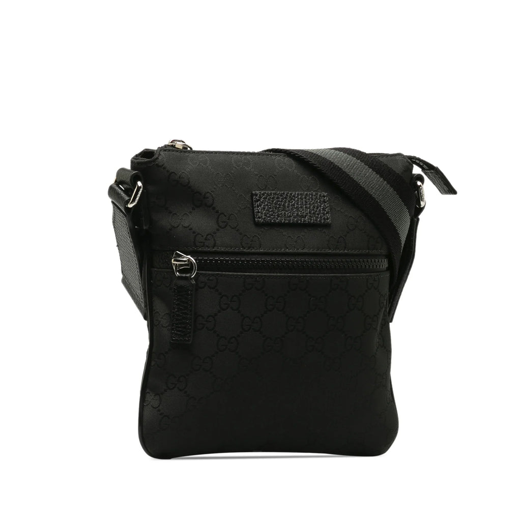 Web GG Bag Authenticated Fabric Nylon (Good) Crossbody Black Crossbody Pre-Owned Gucci Unisex