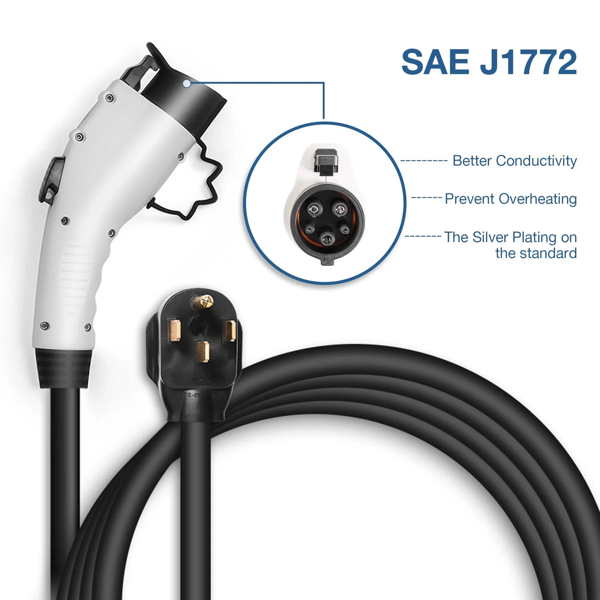 Volt EV Car Portable Amp, Standard SAE Station (40 Charging Indoor/Outdoor ) NEMA 14-50 J1772 NEMA Vehicle ft Level 25 Charger Charging Charger with 2 Plug Cable, 240 Electric 14-50