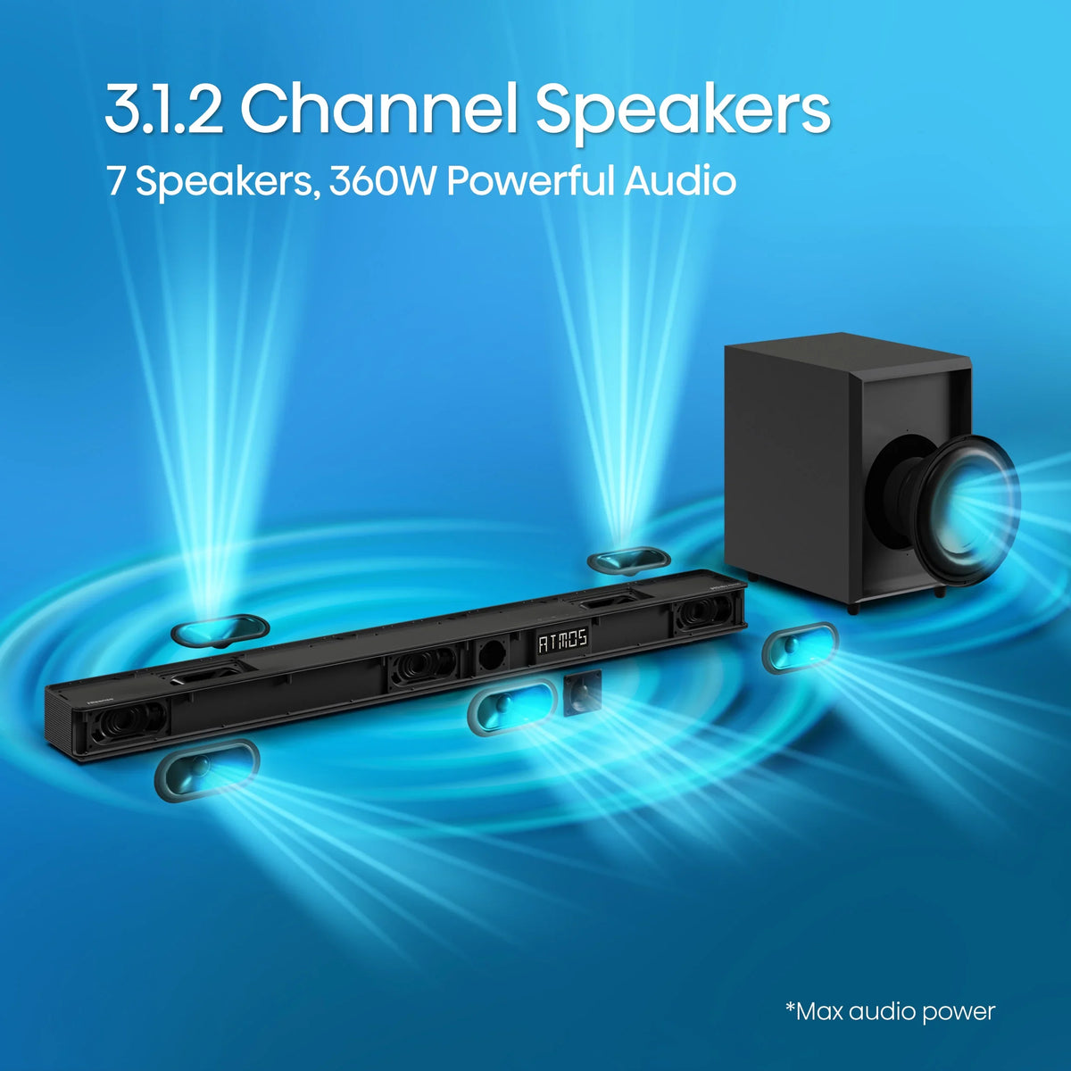 Restored Hisense with and 3.1.2 Atmos Dolby Subwoofer* (Refurbished) 360W (AX3120G) Ch Wireless Soundbar