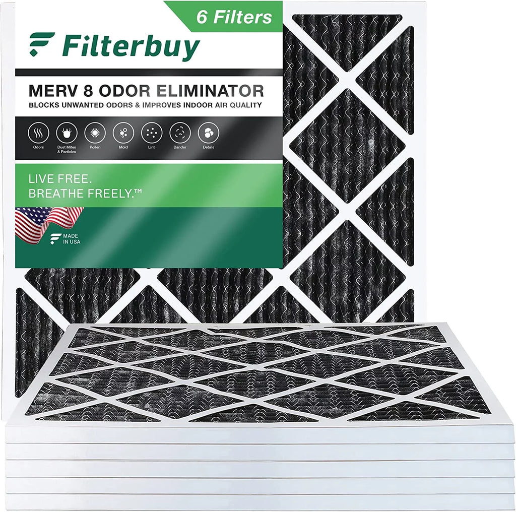Air Odor Pleated (6-Pack) Filters with HVAC Eliminator MERV 8 25x25x1 Activated Carbon AC Filterbuy Furnace