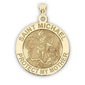 Protect Yellow Gold Mother - Michael 14K Medal in - Picturesongold.Com Religious My Saint Solid 1 inch