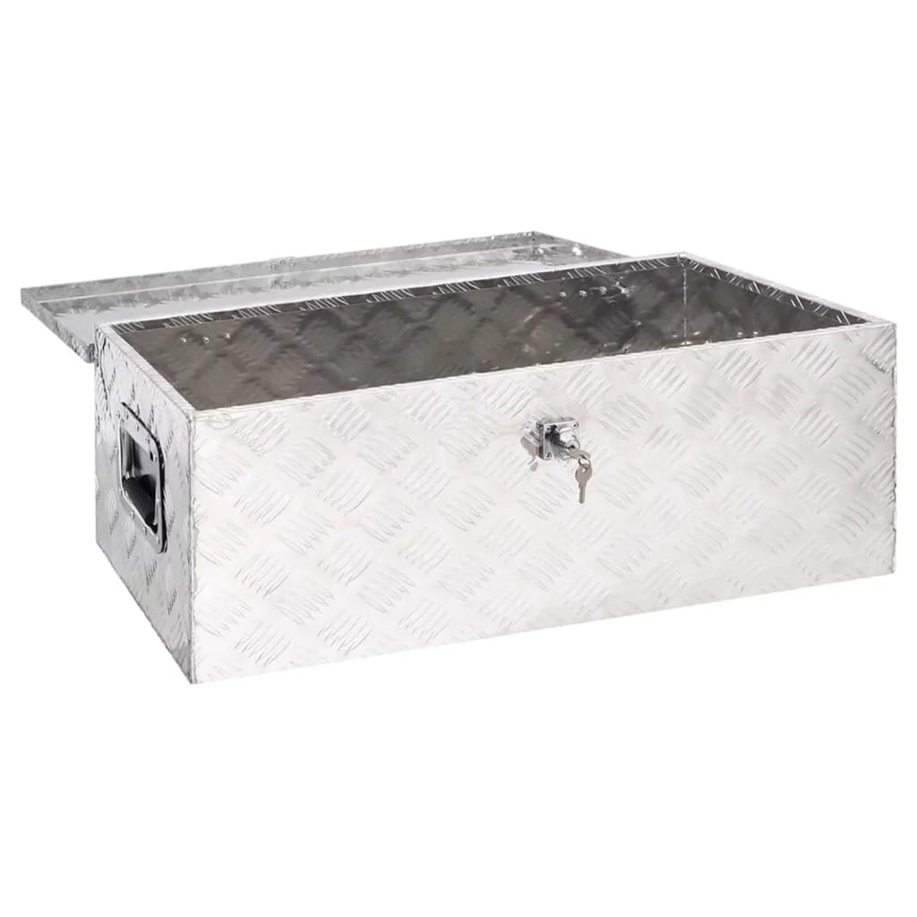 Truck Inches Tool Lockable 13.2 Box W 35.4 Silver Toolbox Camping (L Garage, x 18.5 Trailer Box Aluminum Case Underbody Vehicle, x for moobody x H) Storage Organizer Trip x