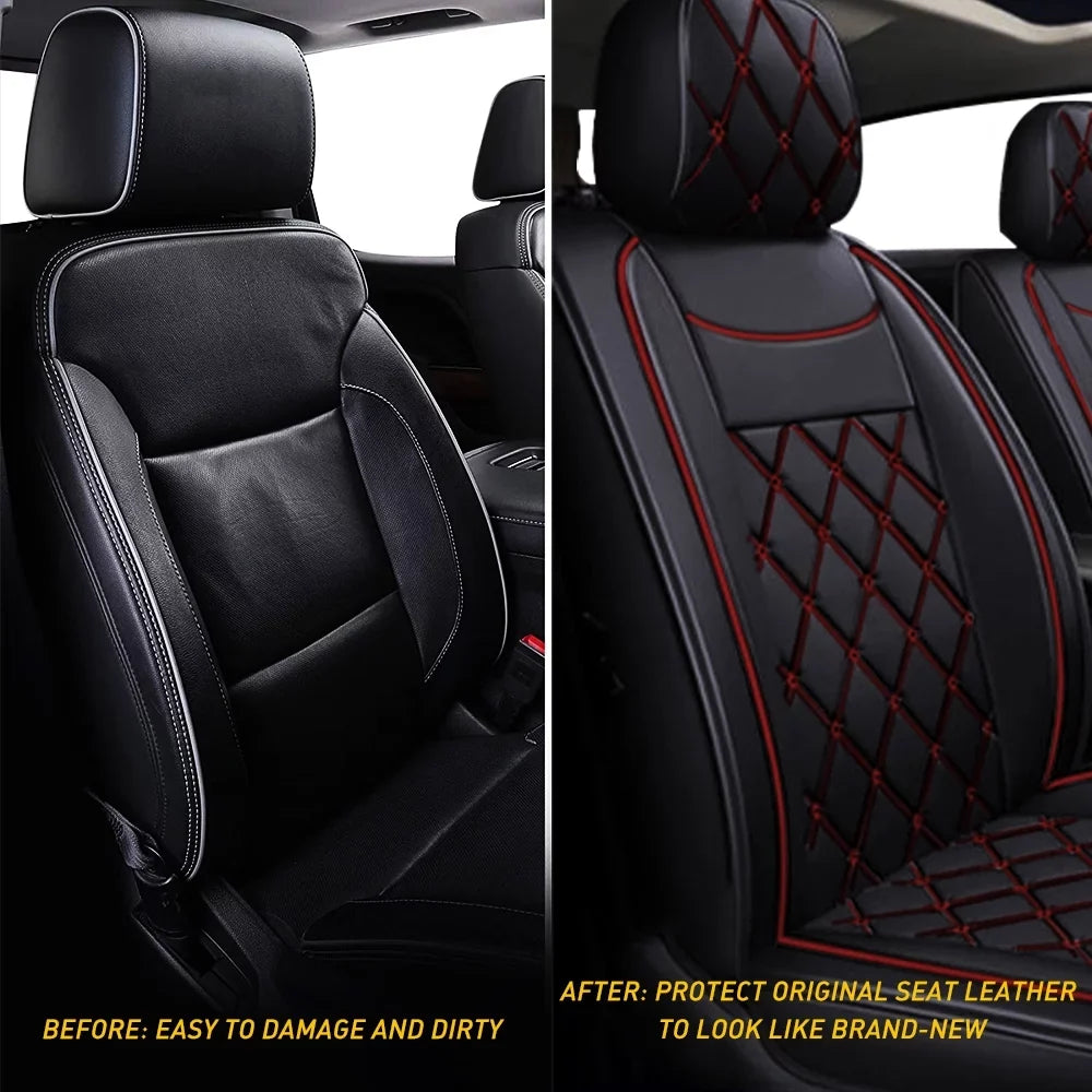 Set, Car Crew,Double,Extended HD Covers GMC Sierra Fit Pickup Cab 2007-2023 / Silverado Seat Truck(Full 1500/2500 Full 3500 Black-Red) or for Set HD