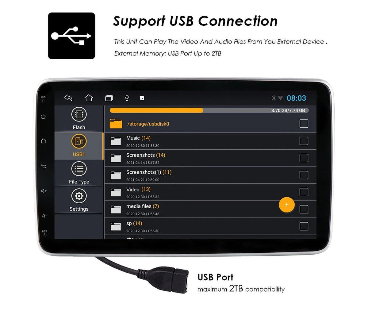 Wifi Car Android Stereo Screen Hizpo Apple Carplay& Radio 10.1'' Navigation With Auto Touch 10 GPS DIN Single 1 Bluetooth Android Rotatable