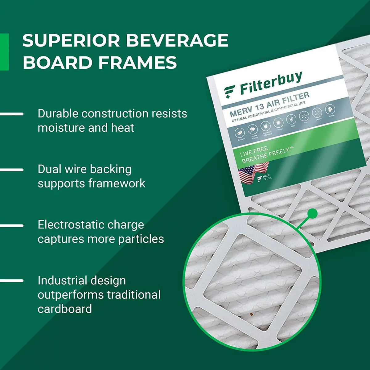 14x25x1 Filterbuy (3-Pack) 13 AC Air HVAC Furnace MERV Pleated Filters