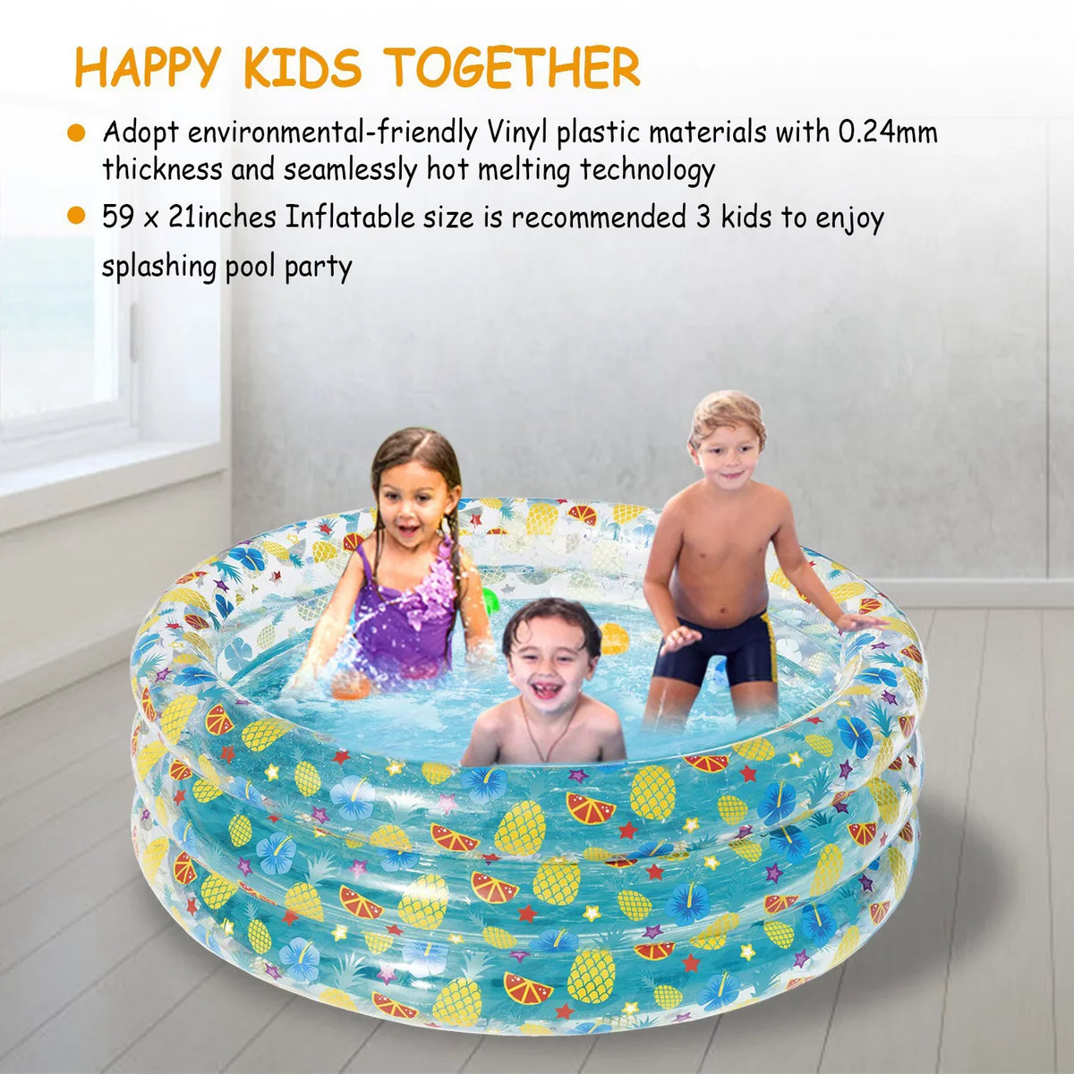 Water Family Drain Inflatable Backyard Swimming Baby 59x21in for Pool,iMounTEK Velvets 3 Plug Beach, Indoor Foldable with Pool