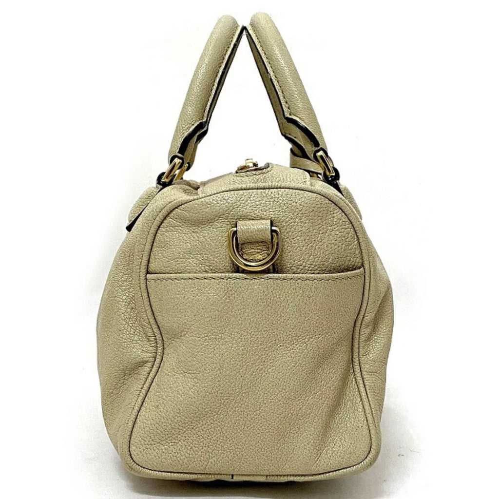 Pre-Owned Champagne Boston (Good) Gold Loewe Handbag Leather LOEWE 2way Lame Anagram Women's