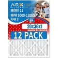 1000, - Furnace & Filters AIR. MERV AIRX MPR USA FPR 20x36x1 7 FILTERS 1200 Pack Filter Comparable Made Air to 11 of in 12 by Rating, MPR CLEAN WICKED