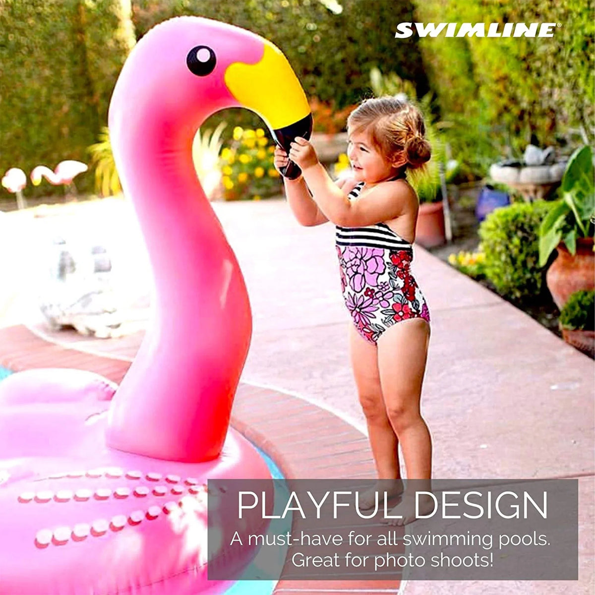 Big Swimming SWIMLINE Large Flamingo Float Lounge Wings Lounge Blow 90627 Party Beach Kids Rideable Stable Floatie Legs Pool Decoration Tube ORIGINAL Raft Up Summer Toys Ride-On Inflatable Giant W/