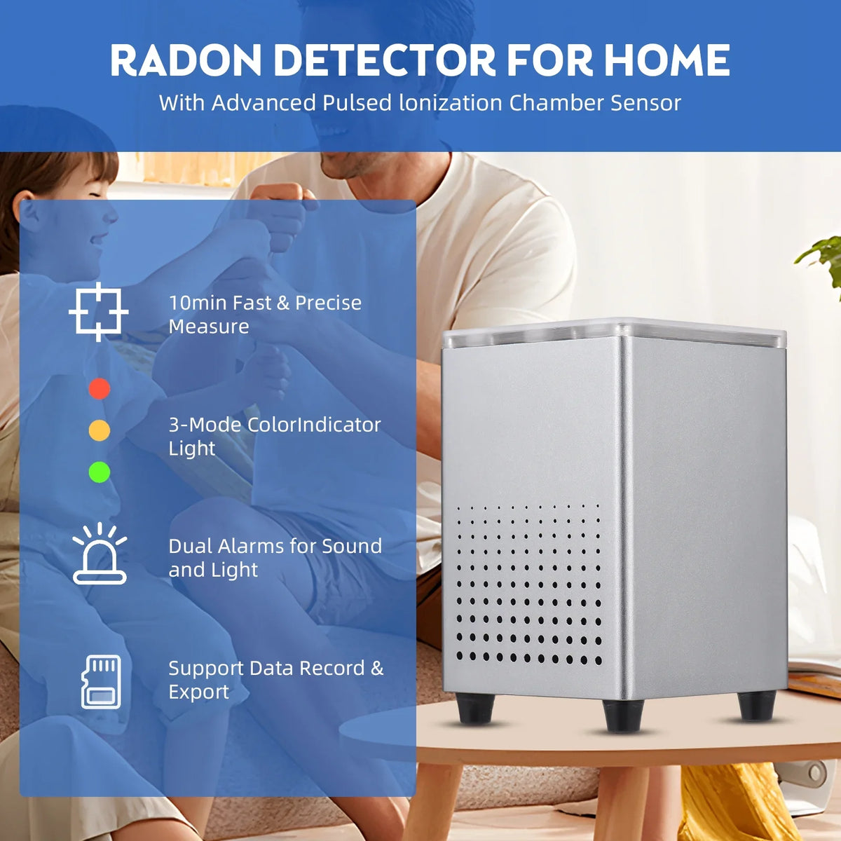 Smart Radon Office Tuya WiFi Radon Tester Sound Alarms Data Professional Professional Tester Monitor Pristin APP Sensitively Alarms Radon Indoor WiFi Indoor APP Detector,Radon Room Quickly
