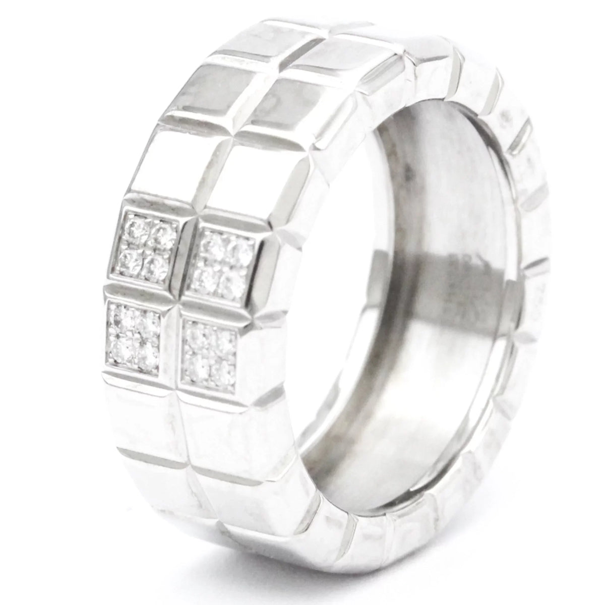 Ice 82/3790 Chopard White (Good) Gold Diamond Ring Band Cube Fashion Pre-Owned (18K)