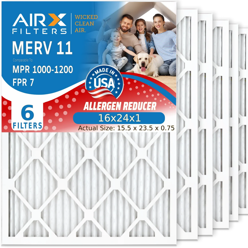 7 Filters AIR. MPR Filter Filter MERV 16x24x1 FILTERS WICKED 6 Furnace to Comparable Pleated Pack FPR Made Air 11 16x24x1 USA AIRX by Air Premium HVAC CLEAN Conditioner 1200 & Electrostatic 1000, MPR