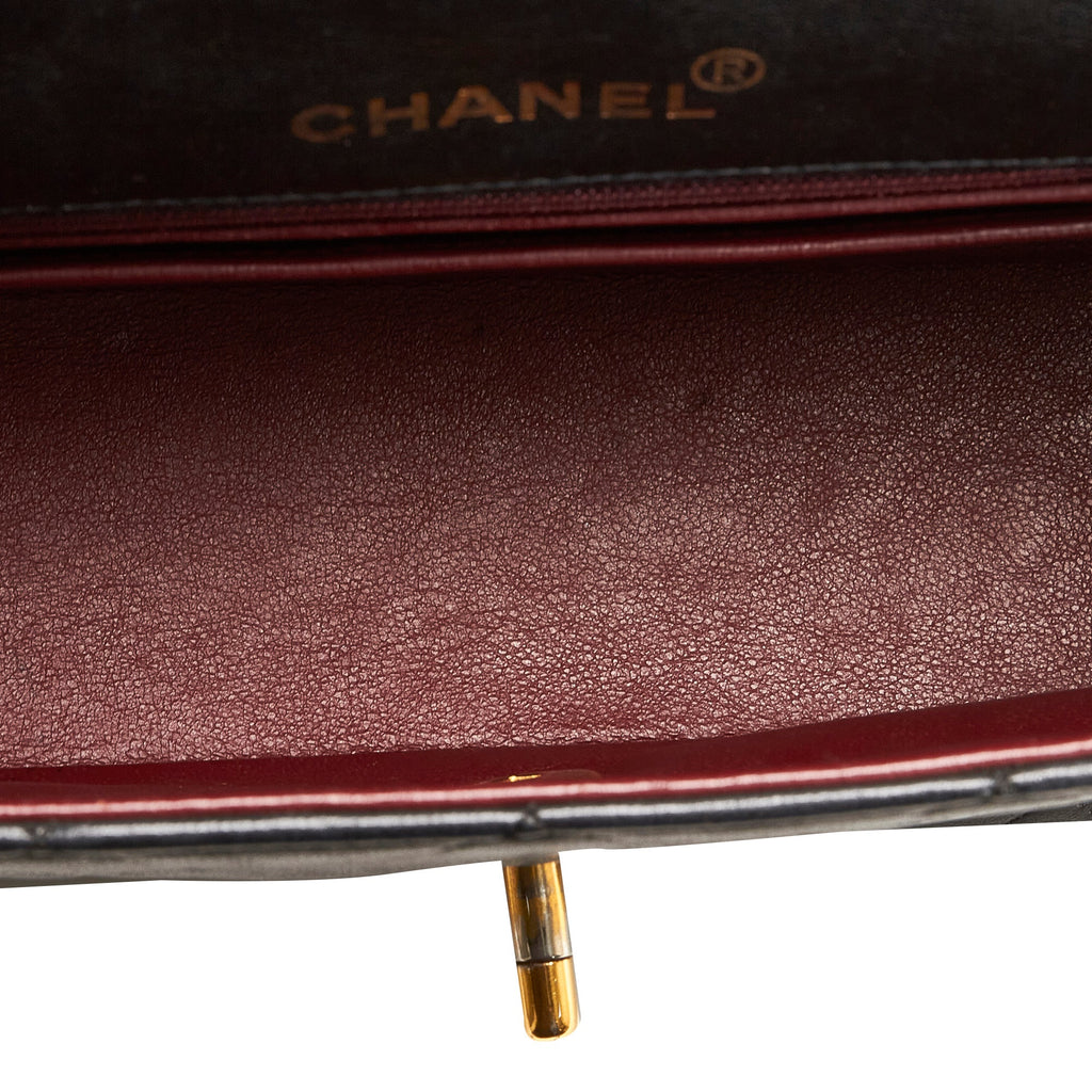 Small Crossbody Flap (Good) Diana Chanel Pre-Owned Leather Lambskin Unisex Bag Authenticated Black