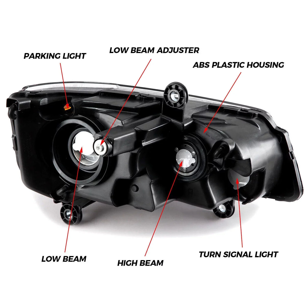 Town Headlamps (Driver Pair 2008-2016 Dodge Kojem Housing Headlights 2011-2020 & Passenger) Black Grand Caravan for Chrysler Country