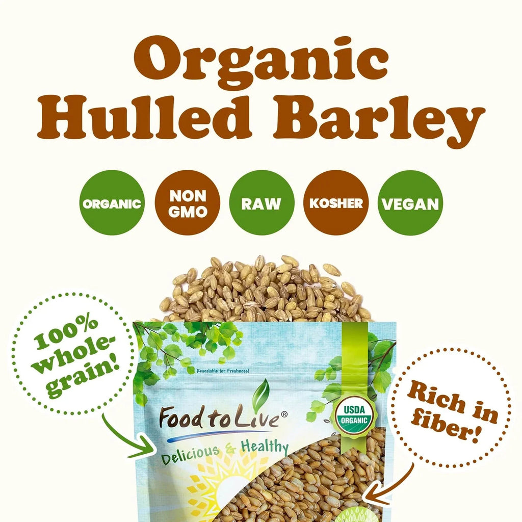 Non-GMO, Grain, – to 2 Kosher, Organic – the USA by Food Raw, Pounds Hulled Bulk Live of Product Barley,