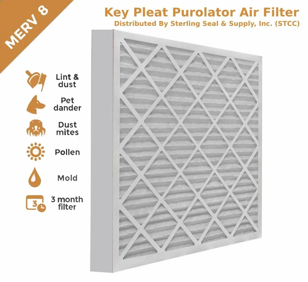 Pleat (6 Pack) Filter Air Purolator 12x24x2Key 8 - MERV