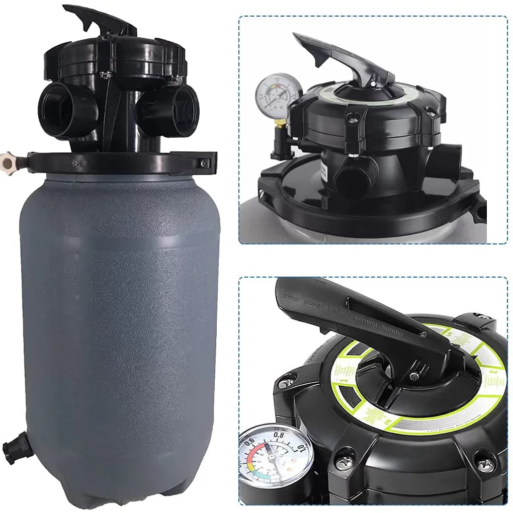 iMeshbean Filter 9,000GAL Pool 1200GPH with Stand Base Filter For Valve Pool Sand 5-Way Sand Pump Above 10" Ground