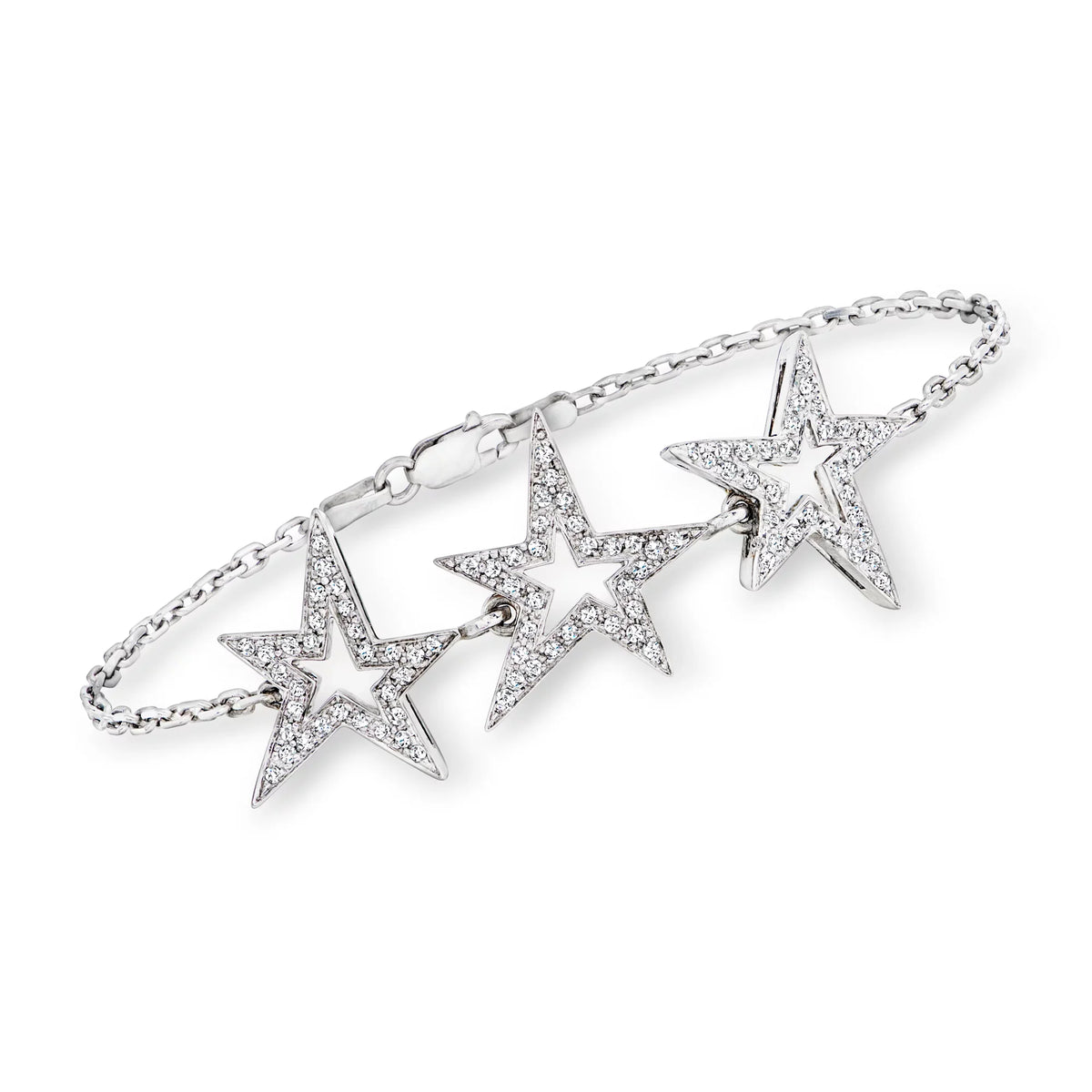 Diamond Vintage ct. Women's, Pre-Owned 18kt Gold, in Star 1990 Adult, .59 t.w. White C. Bracelet Open-Space Ross-Simons Station
