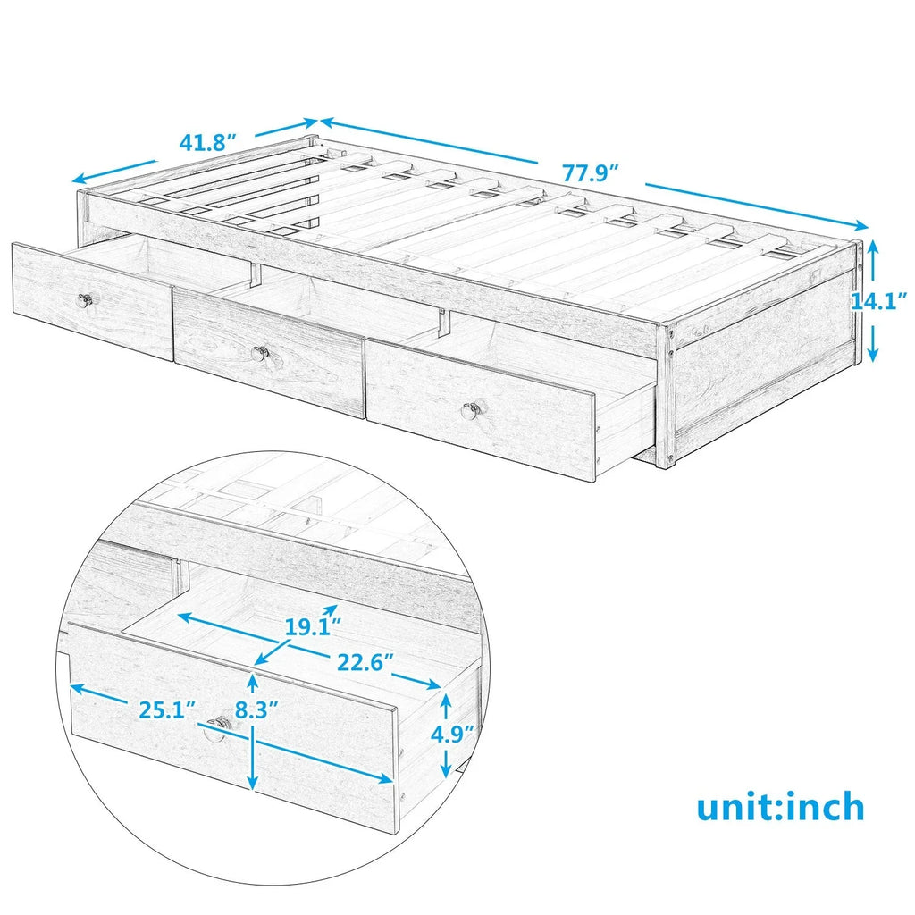 Twin Oris - Bed Size Oak Wooden Platform