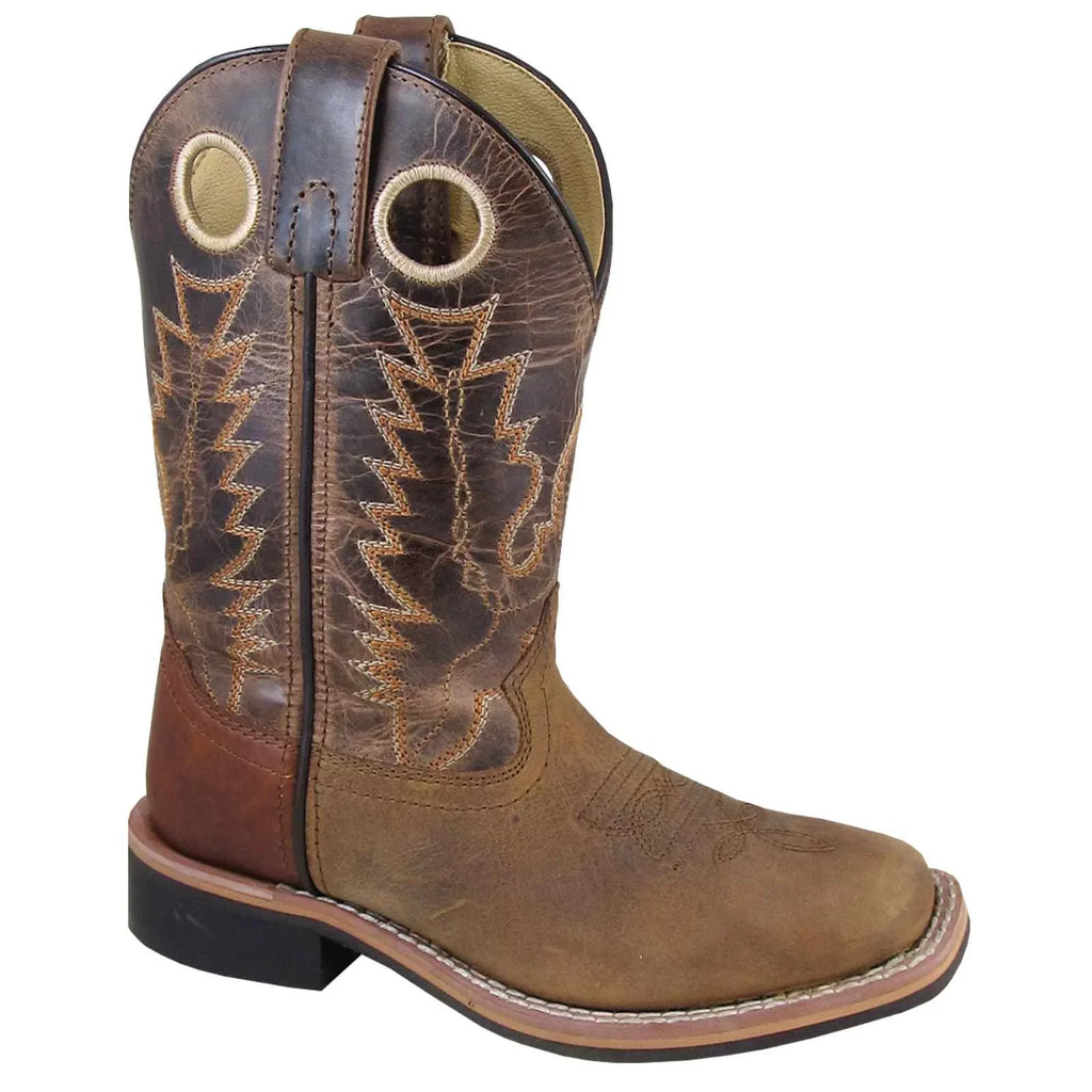 US Boys' Brown Square Smoky Mountain 12 Western Jesse Toe D(M) Boot