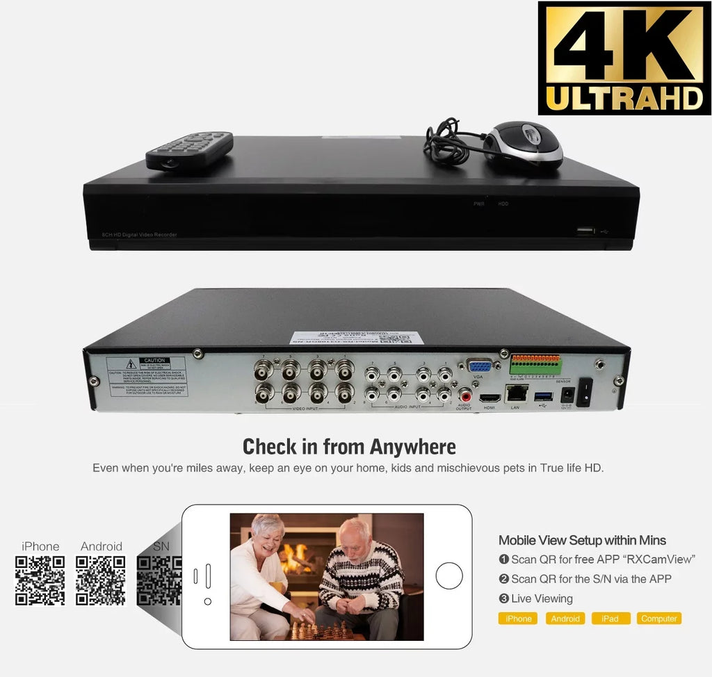 & with Security System 8 Outdoor Camera 8 AI Detection, 8MP Dome Camera, / GW 8MP Indoor Alert and Security Face/Human/Vehicle 4K HD-TVI CCTV Playback Smart AI Channel x DVR