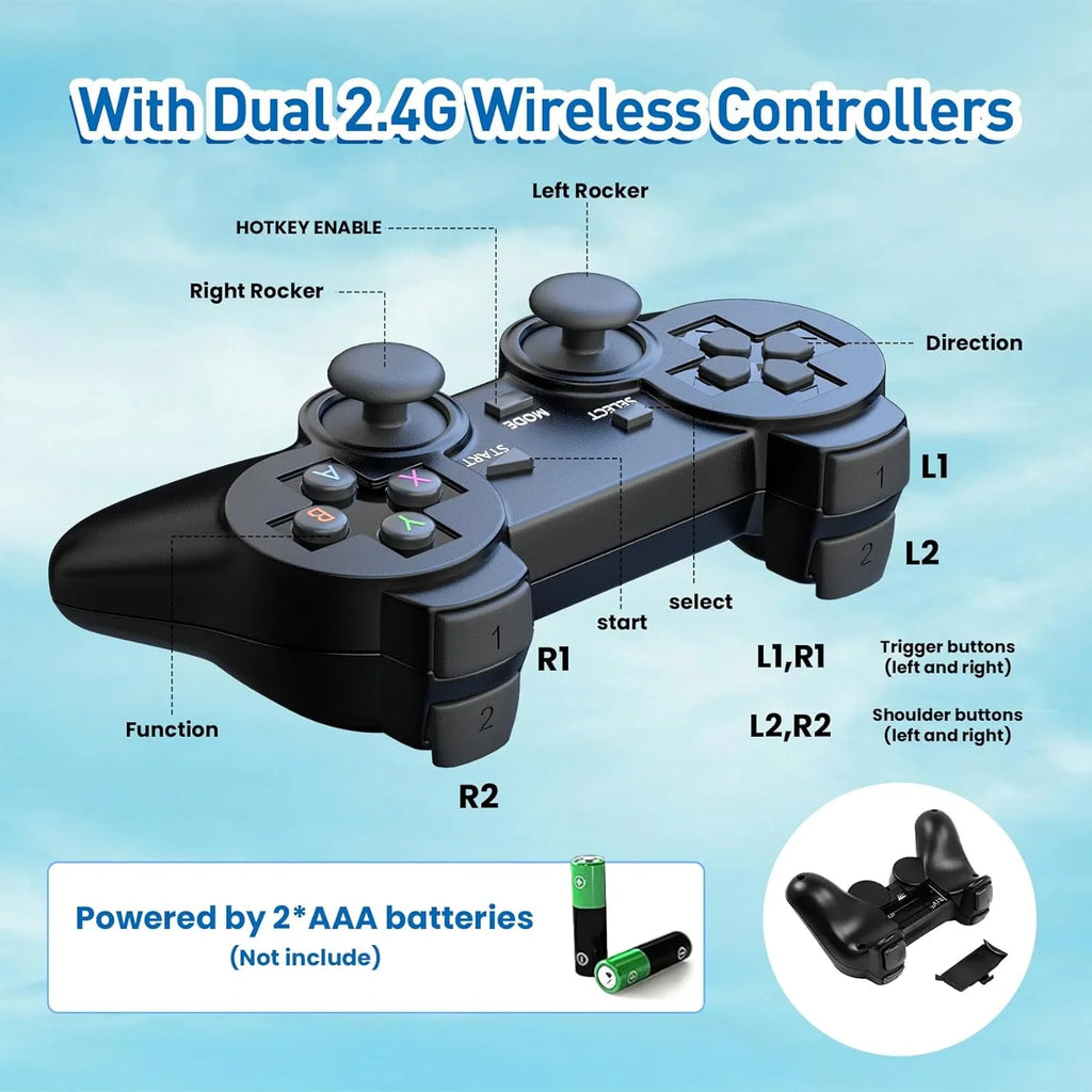 Retro Emulators,Plug for Port,2 Video Emulator Preloaded Games,9 Stick and Gamepads(64G) Classic Wireless Stick HDMI - Support 4K TV,Nostalgia Play 12000+ Console Retro Game Games