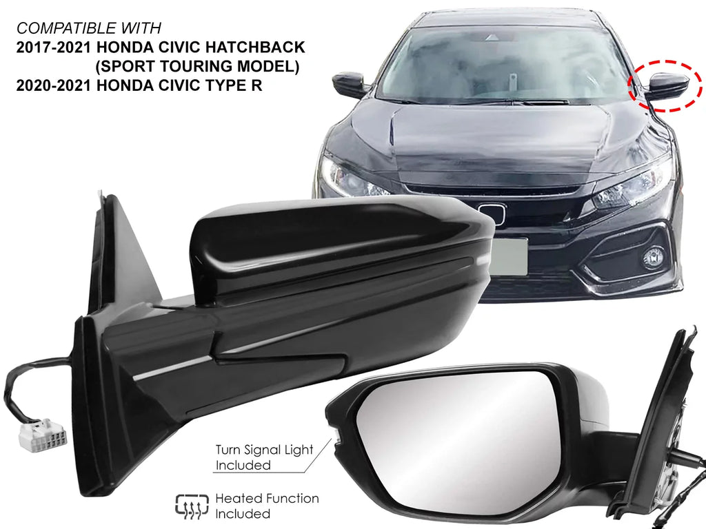 Cap APA 76258TGGA42 CIVIC with Light R Driver - HO1321343 Side View 2021 Smooth Type Replacement 2017 Rear Signal Heated for Left Hatchback Mirror Power