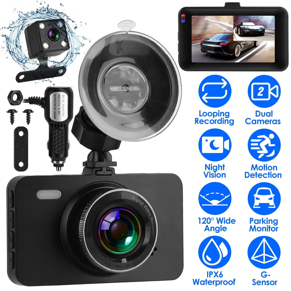 Recording with Loop Night Vision Motion iMounTEK Camera Not Dash Dual (32G Car MMC Rear Recorder Video DVR Front Car Detection 1080P G-Sensor Included) Cam Card