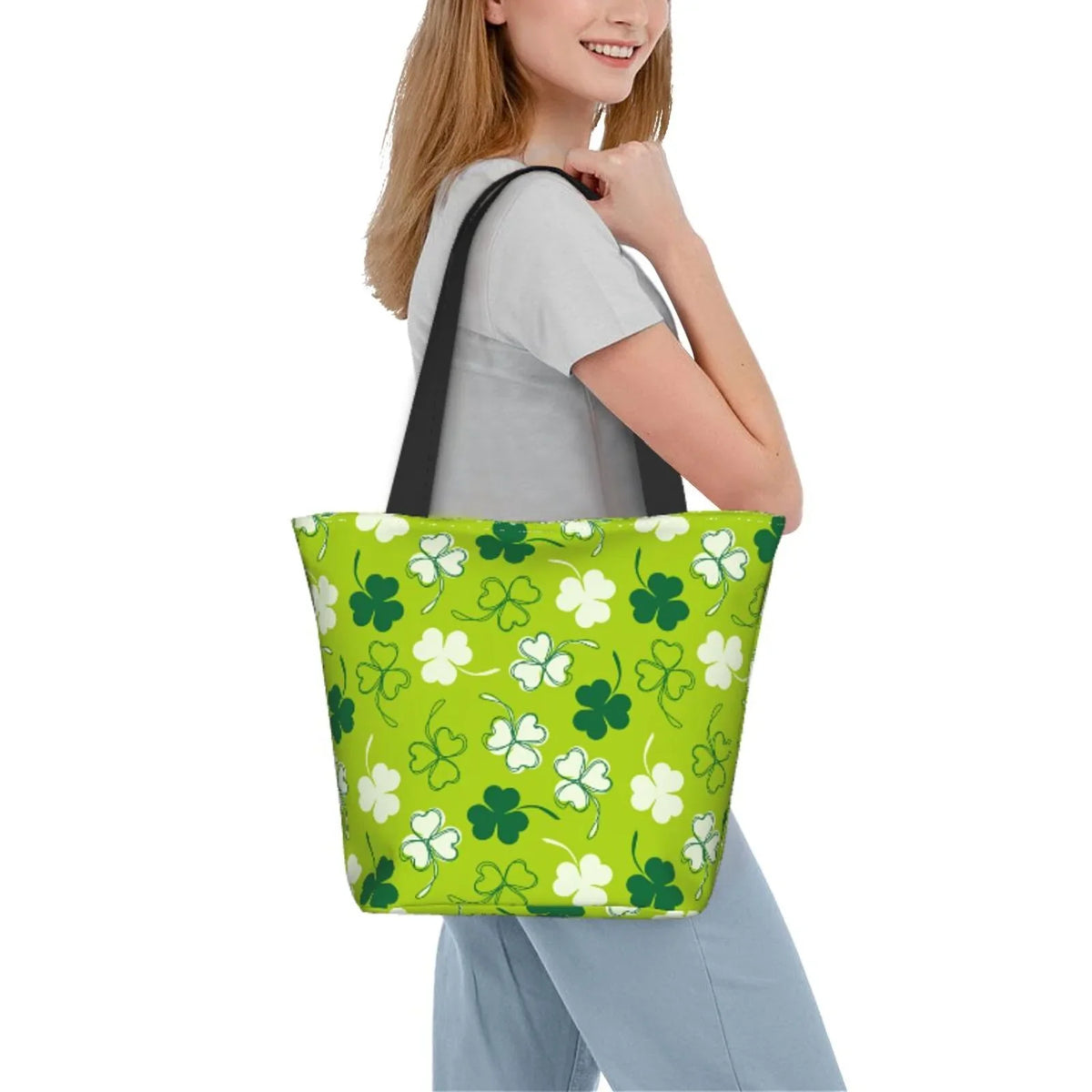 Groceries, for Bag, Fitness Handbag with Bag Shopping Easygdp Suitable Canvas Tote Stylish Day7 Buying St Office, Patrick's Zip, Shoulder