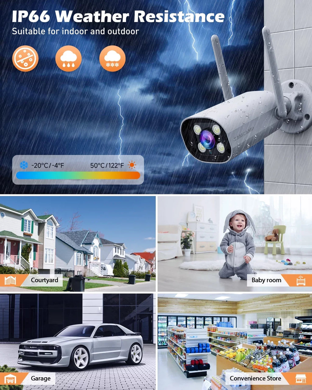 Connector SC27 Surveillance Wireless Bullet Camera Outdoor with Camera Monitor System Toguard Security CCTV 2K/3MP WiFi 7"
