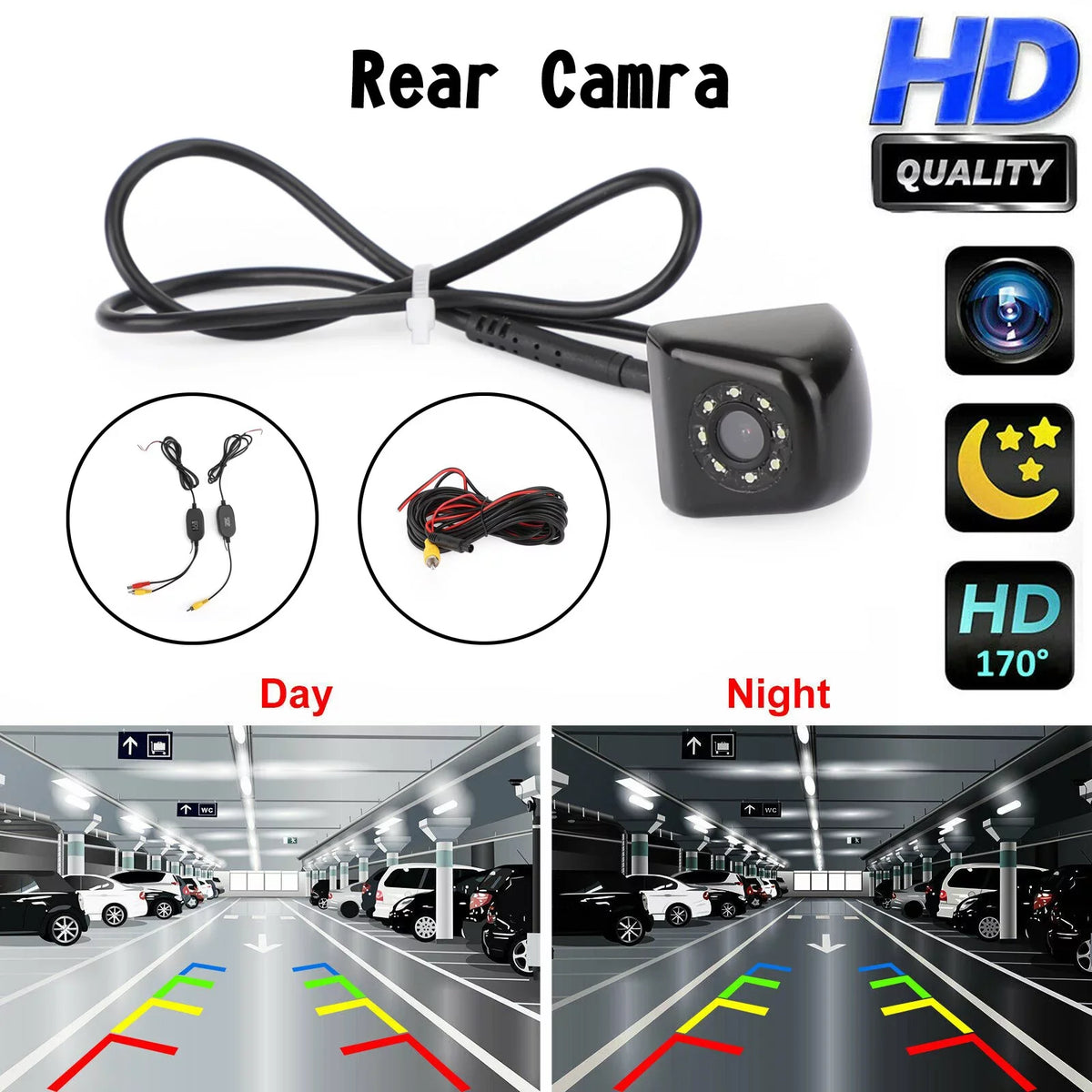 Car Parking CMOS Waterproof View Reverse Rear View Night Backup Camera Wireless