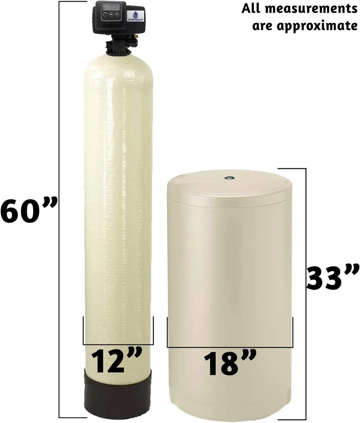 Softener Resin, AFWFilters FNPT Fine and Stainless Whole Almond Home Foot Mesh 64k Water Connection, Iron 3/4" with Tanks Pro Steel 2 cubic
